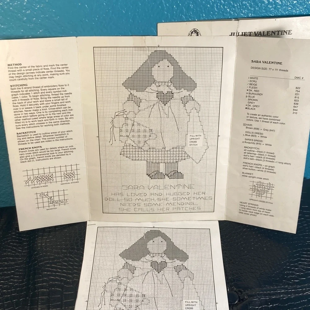 5for$10: 2 Vintage Lizzie High Cross Stitch Pattern ONLY Sara + Juliet Valentine